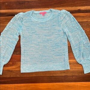 Lily Pulitzer Blue Sweater with Textured Sleeves
